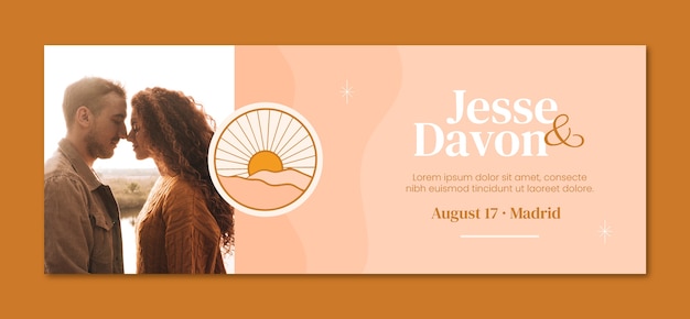 Hand Drawn Orange Wedding Facebook Cover – Free Download, Free Stock Photo