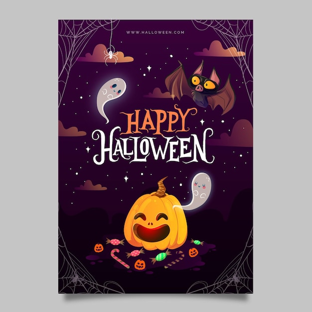 Gradient Halloween Party Vertical Poster Template – Free Download