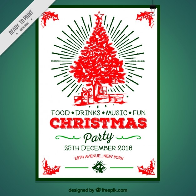 Vector Template of a Red Christmas Tree Poster – Free Download