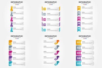 5 Steps Infographics Vector Illustration Set for Advertising and Brochure Design – Free Download