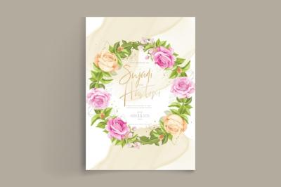 Beautiful Floral Roses Wedding Invitation Card Set – Free Download