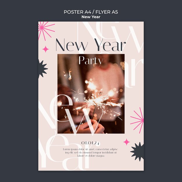 New Year 2024 Celebration Poster Template – Free Download