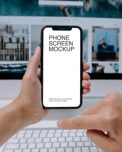 A Person Holding a Phone Screen Mockup – Free Stock Photo Download