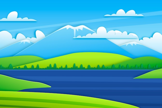 Lake Scenery Paper Style – Free Download