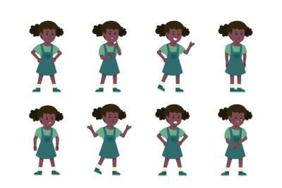 Collection of Hand-Drawn Black Girl Poses – Free Download