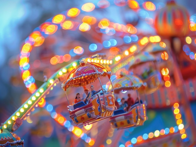 Miniature Figures on a Ferris Wheel at a Colorful Carnival – Free Download