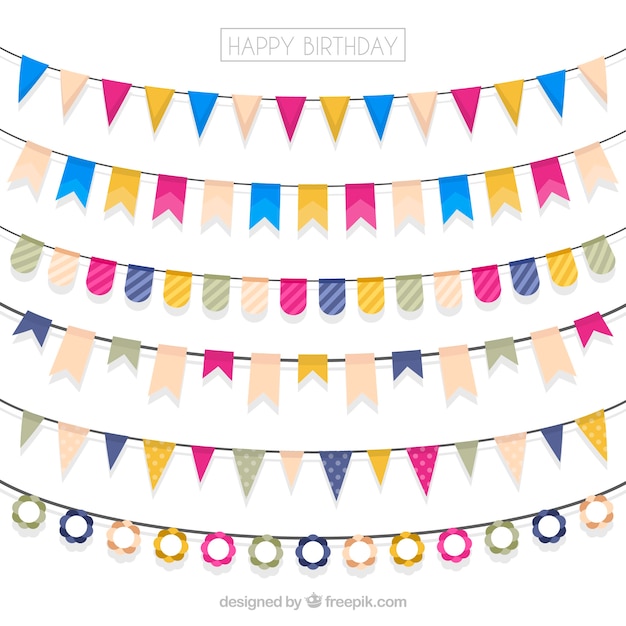 Happy Birthday Colorful Garlands – Free Download