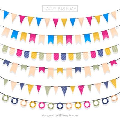 Happy Birthday Colorful Garlands – Free Download