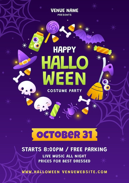 Gradient Halloween Party Invitation Template – Free Download