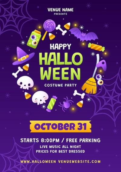 Gradient Halloween Party Invitation Template – Free Download