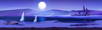 Polar Night Landscape with Full Moon Over Frozen River – Free Stock Photo for Download