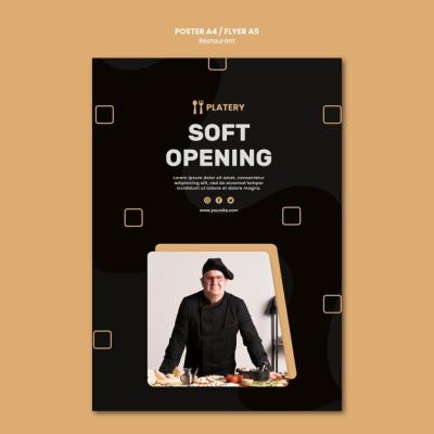 Soft Opening Restaurant Poster Template – Free to Download