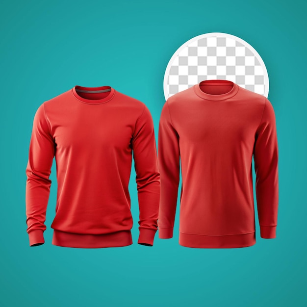 Red Long Sleeved T-Shirt Mockup: Front and Back View Template for Shirt Design – Free Download