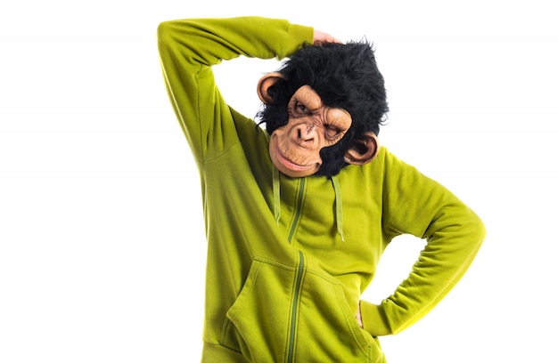 Monkey Man Deep in Thought Over a White Background – Free Download