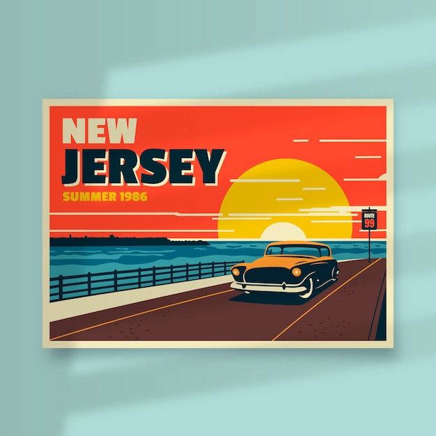 New Jersey Postcard Illustration in Flat Design – Free to Download