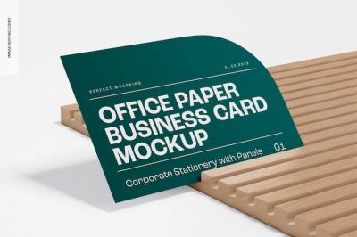 Left View Office Paper Business Card Mockup – Free Download