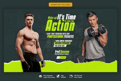 Gym and Fitness Web Banner Template – Free Download