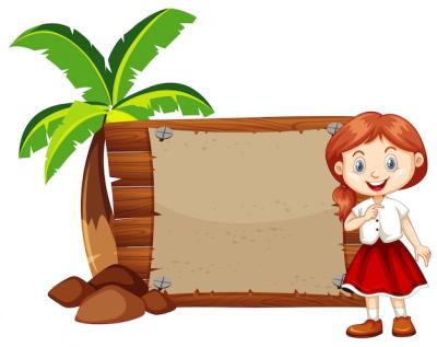 Happy Girl with Wooden Sign – Free Download