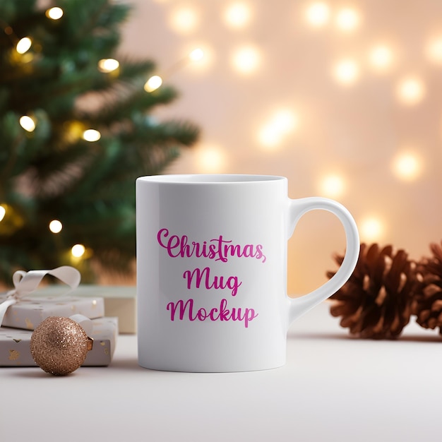 A White Mug Decorated with a Christmas Gift – Free Stock Photo, Download Free