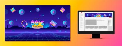 80s Party Celebration YouTube Channel Art – Free Download