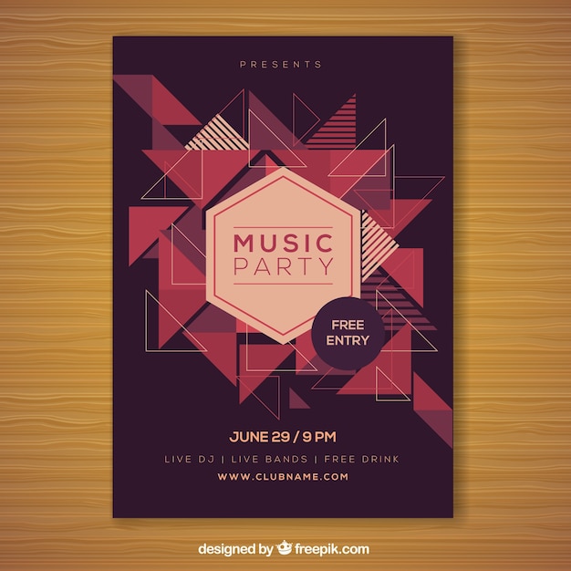 Modern Geometric Shapes Party Poster – Free Download