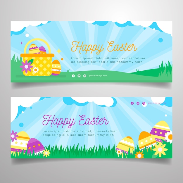 Flat Design Easter Day Banner Collection – Free Download, Free Stock Photo