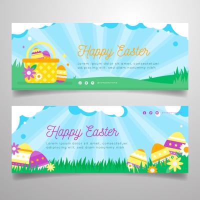 Flat Design Easter Day Banner Collection – Free Download, Free Stock Photo