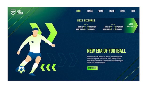 Gradient Soccer Landing Page Template – Download Free Stock Photo