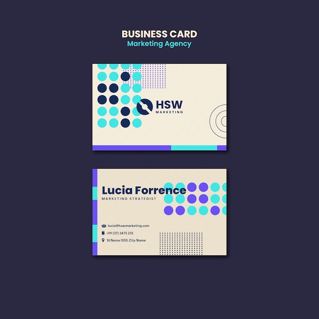 Flat Design Marketing Agency Business Card – Free Download