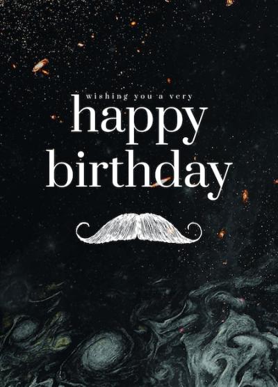 Gentleman Birthday Greeting Template PSD Featuring Mustache Illustration – Free Download