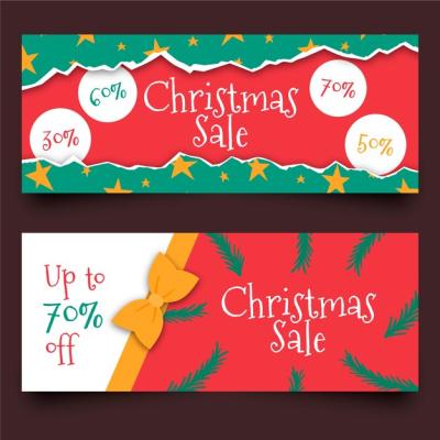 Hand Drawn Christmas Sale Banners Template – Free Download