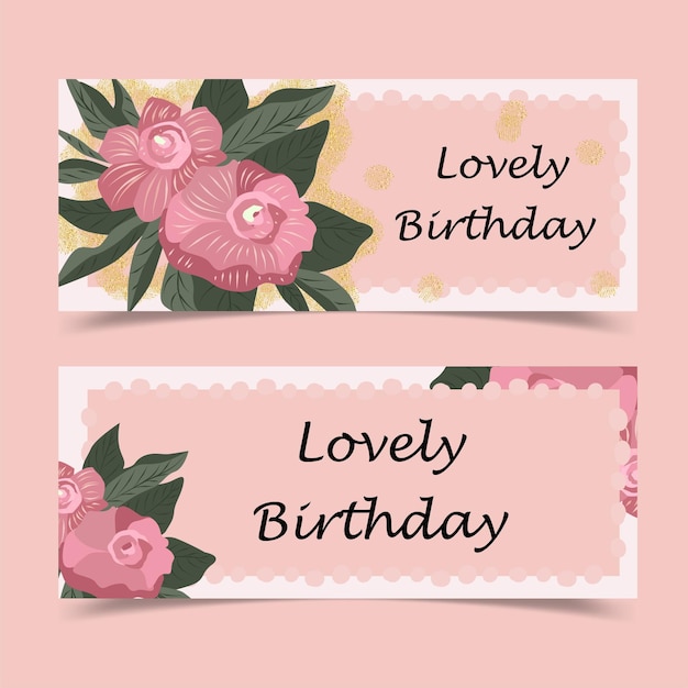 Lovely Birthday Greeting Card Decorated with Flowers – Free Download