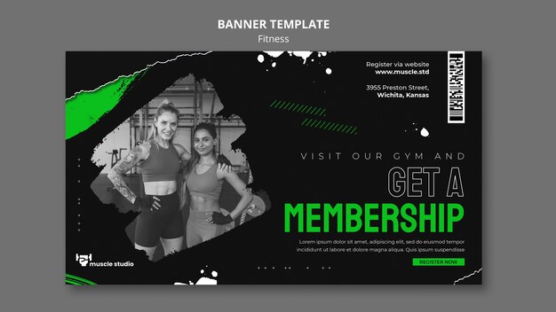 Fitness and Health Horizontal Banner Template – Free Download