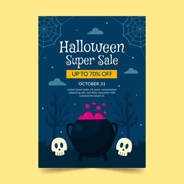 Hand Drawn Vertical Poster Template for Halloween Celebration – Free Download