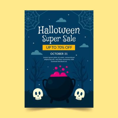 Hand Drawn Vertical Poster Template for Halloween Celebration – Free Download