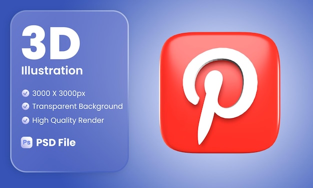 3D Social Media Pinterest Icon – Free Download