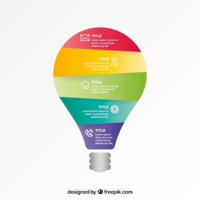 Colorful Light Bulb Infographic in Flat Style – Free Stock Photo for Download