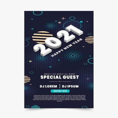 New Year 2021 Party Poster Template – Free Download