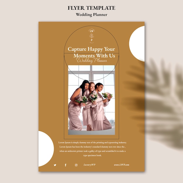 Wedding Planner Vertical Poster Template with Leaf Shadow Design – Free Download