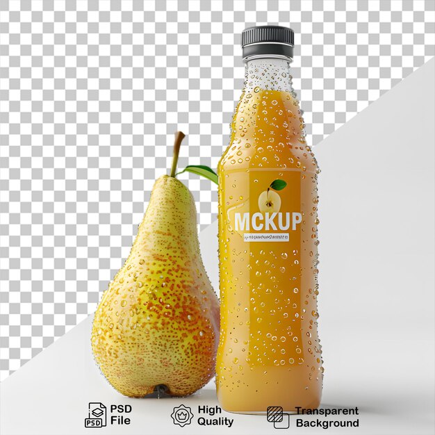 A Bottle of Pear Juice Mockup on a Transparent Background – Free Download