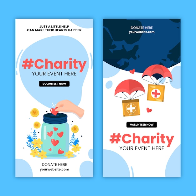 Charity Event Hand Drawn Vertical Banner Template – Free Download