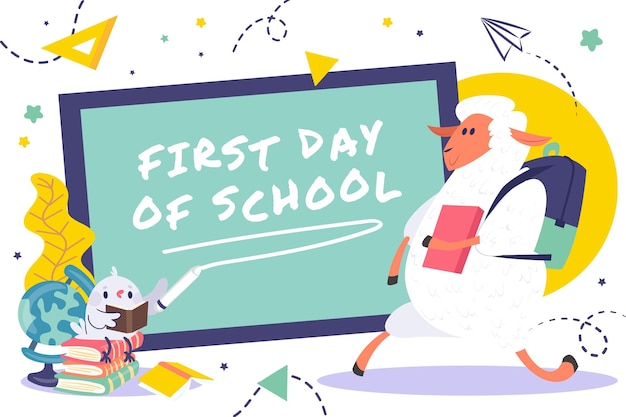 Cartoon First Day of School Background – Free Download