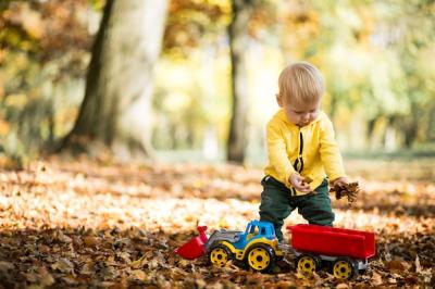 Little Boy Enjoying Autumn in the Park – Free to Download