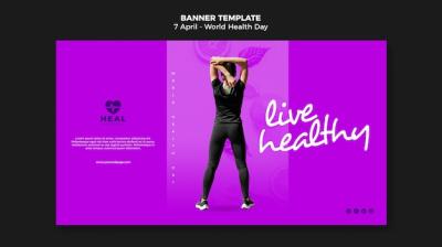 Horizontal Banner for World Health Day – Free Download