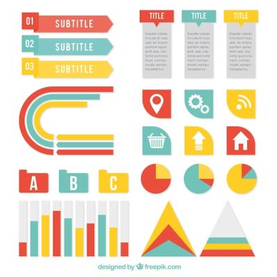 Decorative Infographic Elements in Three Colors – Free Download