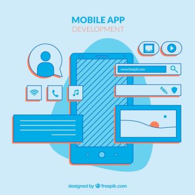 App Development Concept in Hand Drawn Style – Free Download