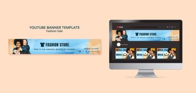 Flat Design Sales Discount YouTube Banner Template – Free Download