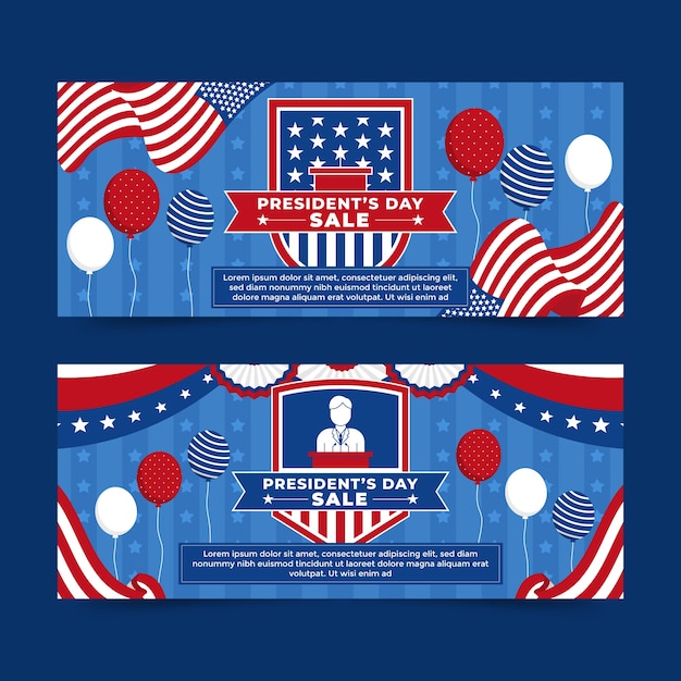 Presidents Day Sale Horizontal Banners Set – Free Download