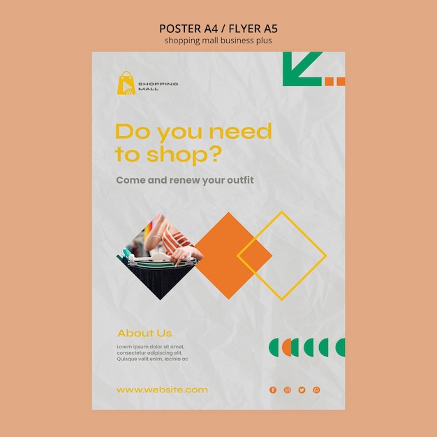 Geometric Shopping Mall Poster Template – Free Download