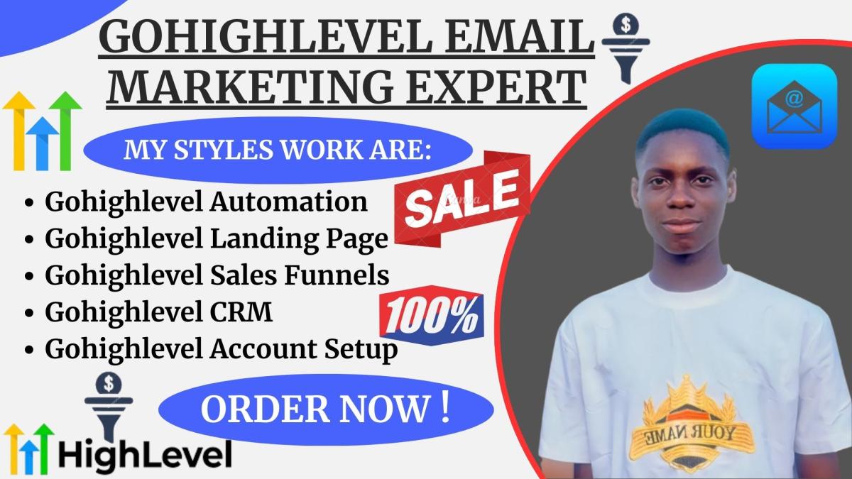 I will gohighlevel email marketing gohighlevel sales funnel CRM gohighlevel automation